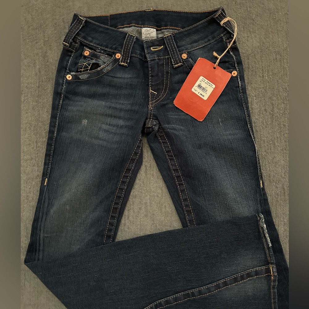 True Religion Vintage Womens low waist flare dark jeans